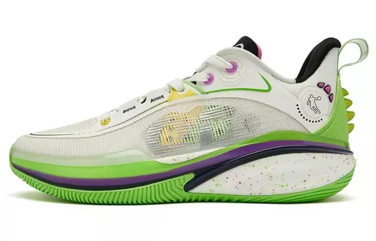 Баскетбольные кроссовки FE1.0 мужские с низким верхом зеленовато-белые Qiaodan