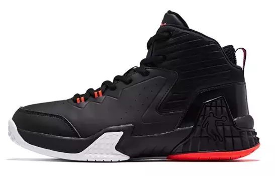 Баскетбольные кроссовки Grinding 1 мужские высокие Scar черные/коричневые Qiaodan