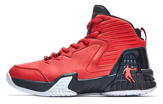 Баскетбольные кроссовки Grinding 1 мужские высокие красные/черные Qiaodan