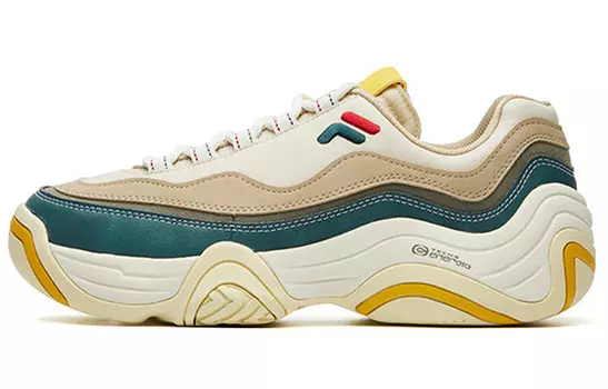 Баскетбольные кроссовки Handle Vintage для мужчин с низким верхом цвета березы, коричневого/зеленого утиного/бежевого/желтого Fila Fusion