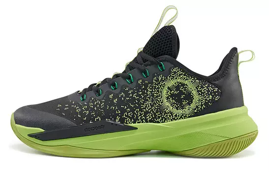 Баскетбольные кроссовки Hydrogen 2 мужские с низким верхом, цвет: темно-черный/флуоресцентный зеленый лайм Rigorer