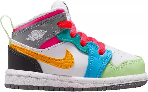 Баскетбольные кроссовки Jordan Toddler Air Jordan 1 Mid SE, белый/розовый/желтый
