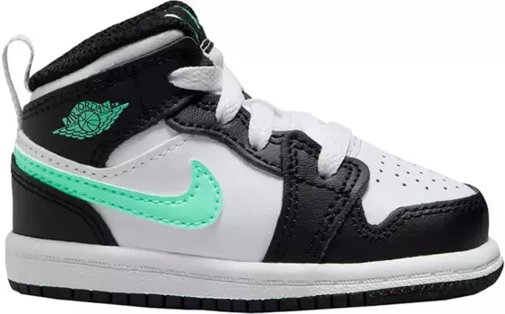 Баскетбольные кроссовки Jordan Toddler Air Jordan 1 Mid, белый/зеленый/черный