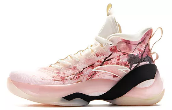 Баскетбольные кроссовки KT7 мужские высокие белые/пудровые Anta