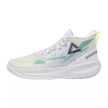 Баскетбольные кроссовки Lan Qie мужские, средние, большие, белые/флуоресцентно-зеленые Peak