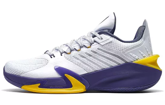 Баскетбольные кроссовки Light Feather 2nd мужские с низким верхом белого/фиолетового цвета Xtep