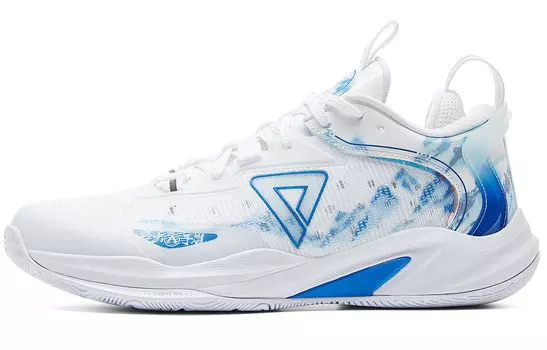 Баскетбольные кроссовки Lightning мужские с низким верхом, большие белые/молодежно-синие Peak