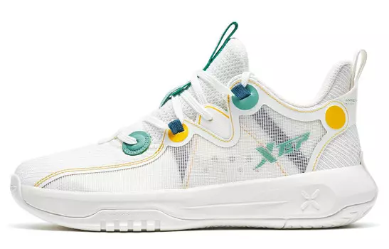 Баскетбольные кроссовки Ling Ren мужские с низким верхом белые/зеленые Xtep