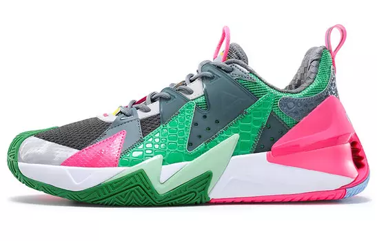 Баскетбольные кроссовки мужские низкие Castle серые/травянисто-зеленые Peak