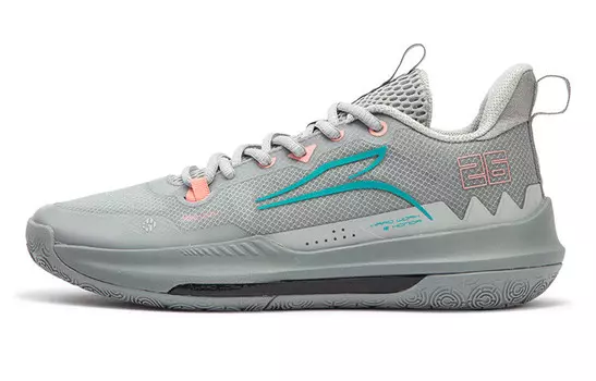 Баскетбольные кроссовки мужские низкие невидимые серые/бирюзовые 361°