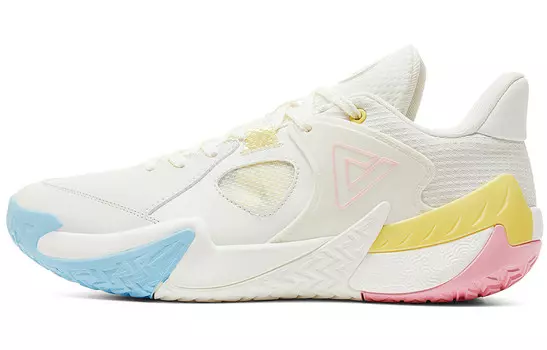 Баскетбольные кроссовки мужские с низким верхом суперлегкие белые пудровые Peak