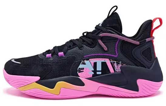 Баскетбольные кроссовки мужские с низким верхом, черные/розовые Qiaodan