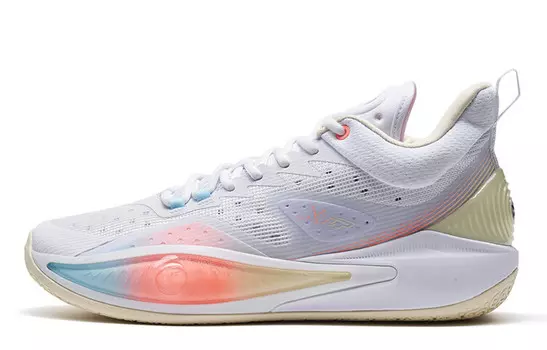 Баскетбольные кроссовки мужские с низким верхом, новые, белые/миндально-желтые/флуоресцентные персиковые Xtep