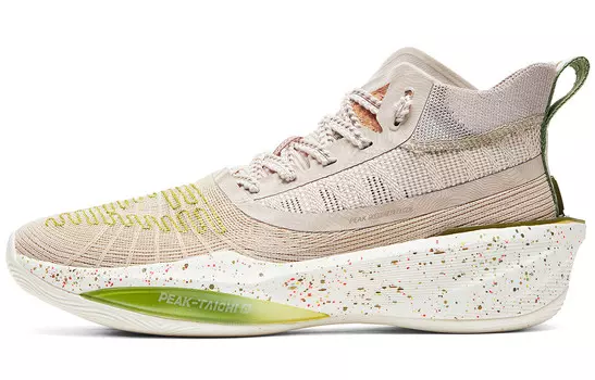 Баскетбольные кроссовки мужские с низким верхом цвета слоновой кости и желтого цвета Peak