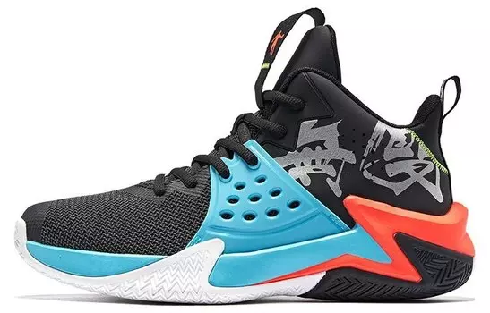 Баскетбольные кроссовки мужские среднего размера черные/синие Qiaodan