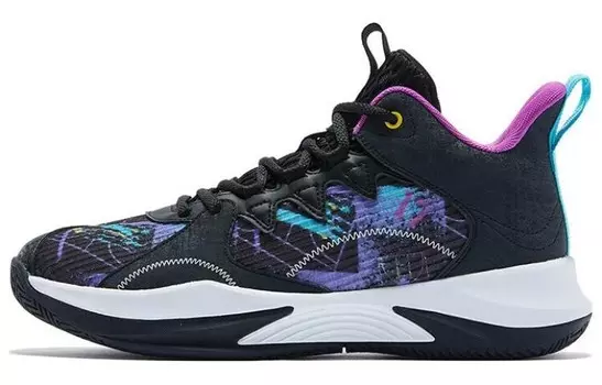 Баскетбольные кроссовки мужские среднего размера черные/синие Qiaodan