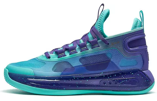 Баскетбольные кроссовки мужские среднего размера фиолетовые/зеленые Xtep