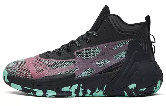 Баскетбольные кроссовки мужские средней высоты черные фиолетовые зеленые Erke