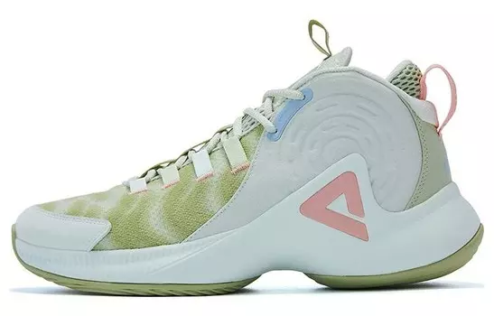 Баскетбольные кроссовки мужские средней высоты молочно-нефритовые/белые Peak