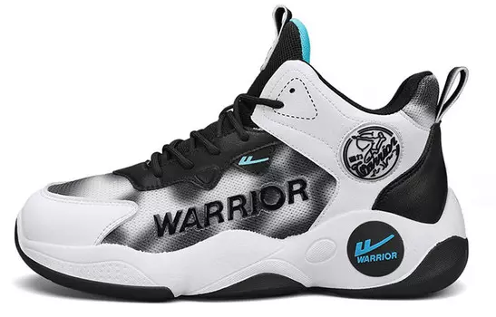 Баскетбольные кроссовки мужские высокие белые/черные Warrior
