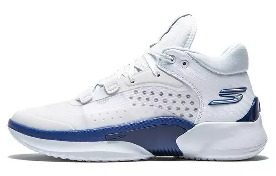Баскетбольные кроссовки мужские высокие белые/синие/лаймовые Skechers