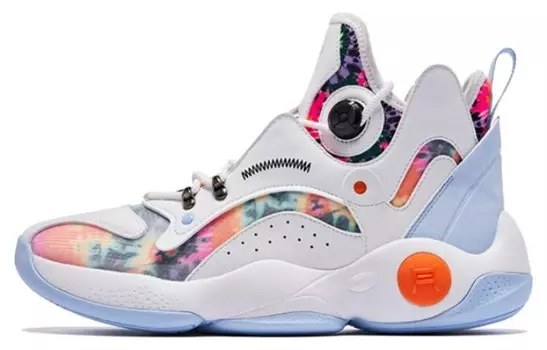 Баскетбольные кроссовки мужские высокие белые/синие/оранжевые Qiaodan