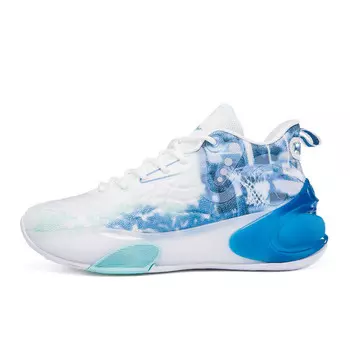 Баскетбольные кроссовки мужские высокие белые/синие Ender James Andezhanmusi
