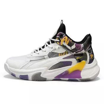 Баскетбольные кроссовки мужские высокие бежевые/черные Warrior