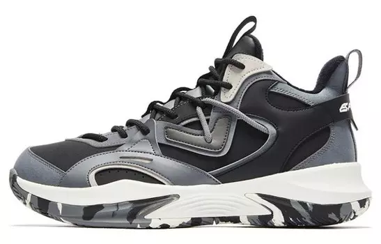 Баскетбольные кроссовки мужские высокие черные/серые Qiaodan