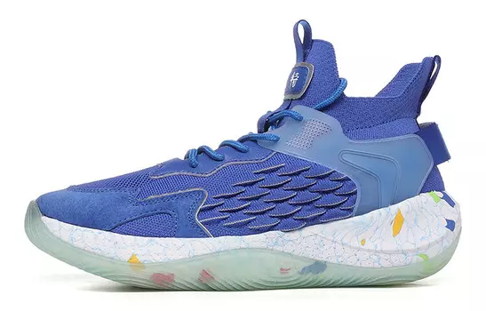 Баскетбольные кроссовки мужские высокие королевского синего цвета Voit