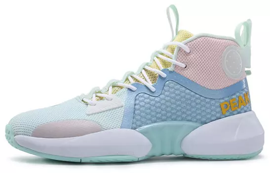 Баскетбольные кроссовки мужские высокие сине-зеленые Peak