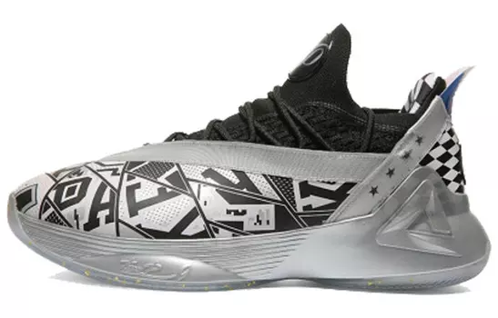 Баскетбольные кроссовки Parker Seven мужские высокие черные/серебристые Peak