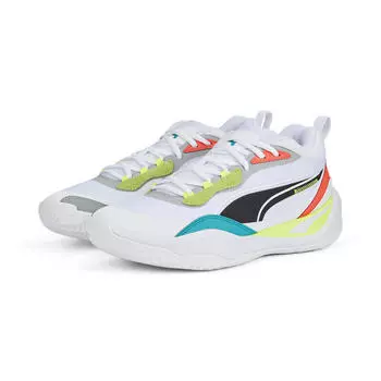 Баскетбольные кроссовки Playmaker Pro PUMA White Fiery Coral Orange, цвет blanco