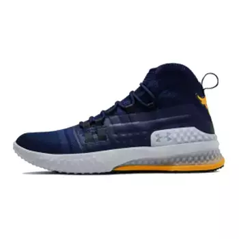 Баскетбольные кроссовки Project Rock 1 мужские высокие темно-синие Under Armour