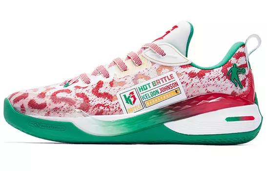 Баскетбольные кроссовки Sharp Edge 6.0PROLOWPE мужские с низким верхом зеленые/красные Qiaodan