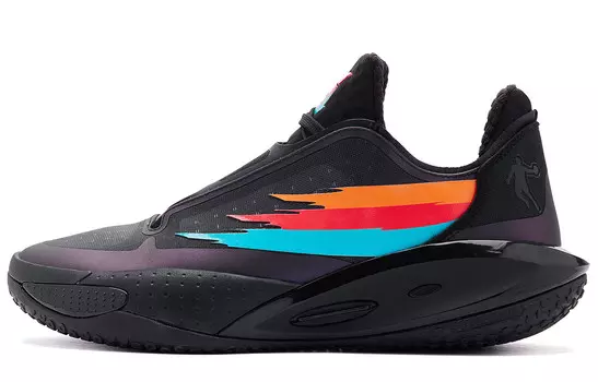 Баскетбольные кроссовки Sharp Edge RISE1.5 мужские с низким верхом, черные/сине-зеленые Qiaodan