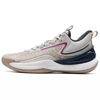 Баскетбольные кроссовки Shudder мужские с низким верхом, белые, песочно-пепельные / коричневые, пепельно-серые Xtep