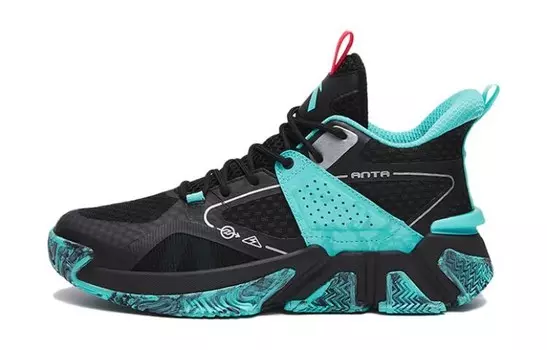 Баскетбольные кроссовки Sniper Kids GS Low-top, черные/флуоресцентные, аквазеленые Anta Kids, черный/зеленый