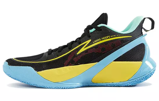 Баскетбольные кроссовки SONIC 10 V2 для детей GS Low-top черные/желтые/синие Lining