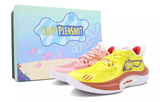 Баскетбольные кроссовки SONIC 11 V2 мужские низкие коричневые/белые/зеленые/фиолетовые Lining