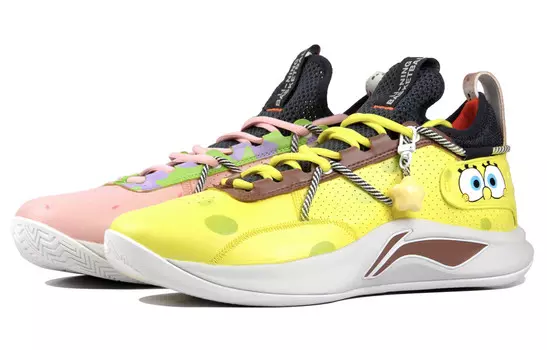 Баскетбольные кроссовки Speed Team мужские с низким верхом желтые/коричневые/розовые/зеленые Lining