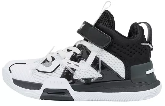 Баскетбольные кроссовки State Extremely Large Triangle 1.0 для детей GS Mid-top черного/белого цвета Peak