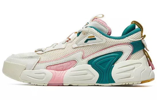 Баскетбольные кроссовки Swarm Swirl Vintage женские низкие бежевые/розовые фламинго Fila