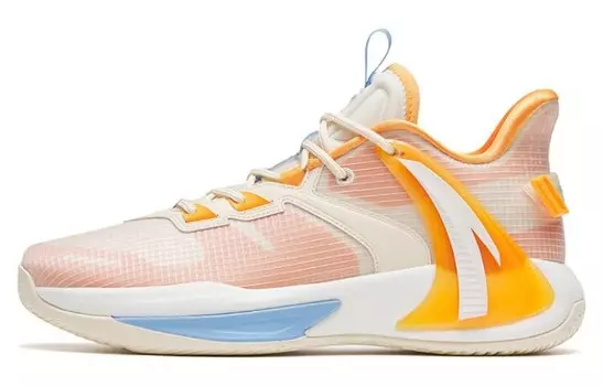 Баскетбольные кроссовки Swoosh 2.0 мужские с низким верхом цвета мел белый/черный/полу-ударно-оранжевый Anta