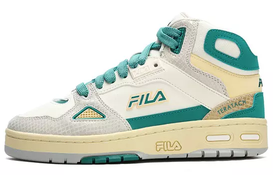 Баскетбольные кроссовки Teratach Vintage женские средней высоты, кремово-белые/масляно-голубые/серые Fila Fusion