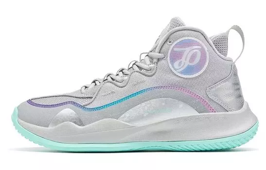 Баскетбольные кроссовки TP9 мужские высокие серебристые Peak