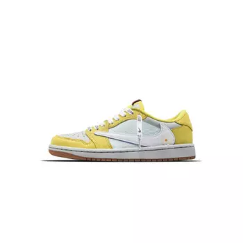 Баскетбольные кроссовки Travis Scott Air 1 Vintage женские с низким верхом желтый белый серый Jordan