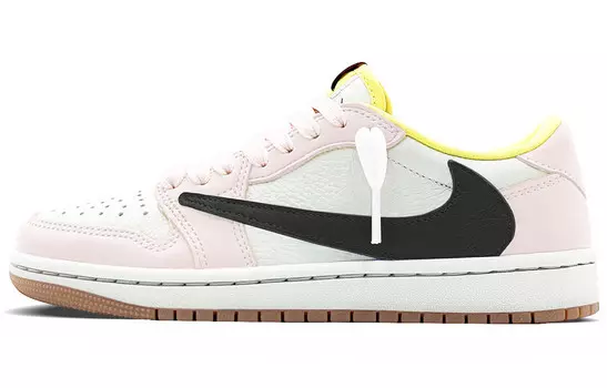 Баскетбольные кроссовки Travis Scott Air 1 Vintage женские с низким верхом розовый/черный Jordan