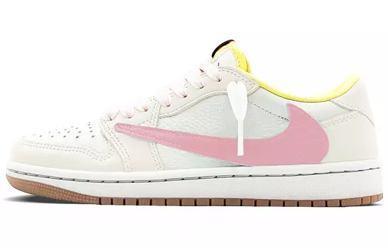 Баскетбольные кроссовки Travis Scott Air 1 Vintage женские с низким верхом, белый/розовый Jordan