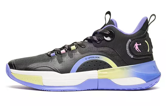 Баскетбольные кроссовки Uh-huh Basketball Shoes Men Low-Top Black/Purple Qiaodan